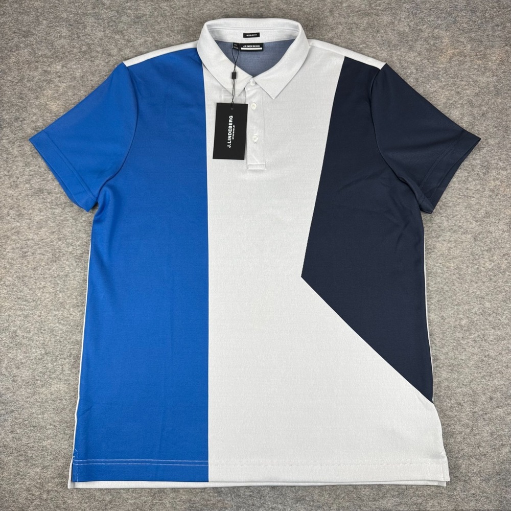 J Lindeberg‎ Oden Regular Fit Polo Shirt Polyester Nautical Blue Mens XXL 2XL